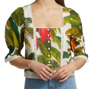 Cocoa Forest Puff-Sleeve Blouse
